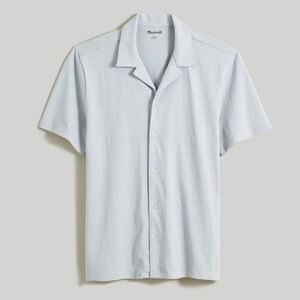 Madewell Knit Camp Collar Shirt, cool fog (very light blue/gray), size large